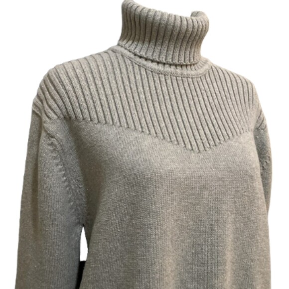 Vintage Modern Images Turtle Neck Sweater Womens Large Chunky Knit Ribbed - Picture 3 of 12